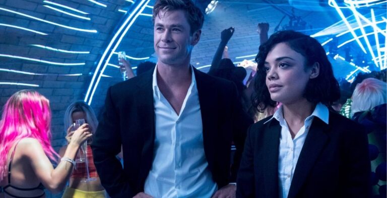 Tessa Thompson and Chris Hemsworth in Men in Black International