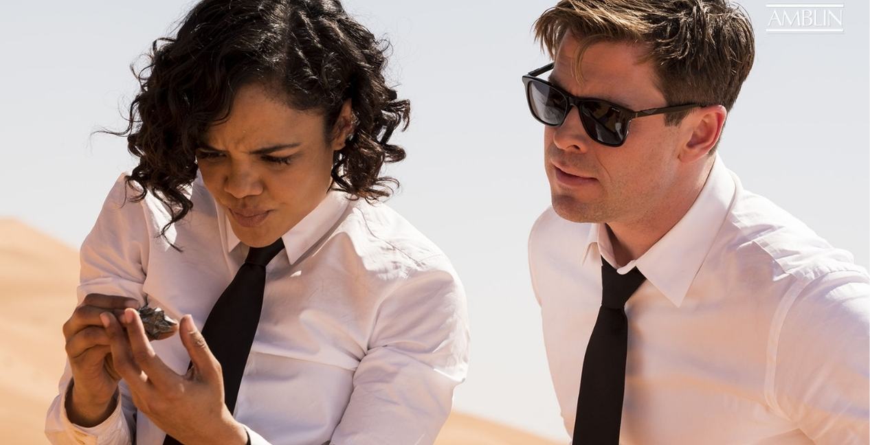 Tessa Thompson and Chris Hemsworth in Men in Black International