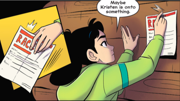 Lois grabs the sign up sheet for the bike race and pins it to the wall of her treehouse. 
