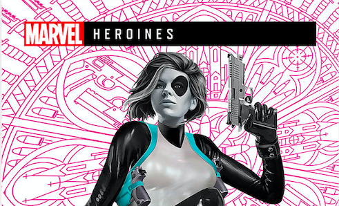 ADVANCED REVIEW: 'Domino: Strays' 1 A banner reads Marvel Heroines, Domino is posed underneath it holding up her gun.