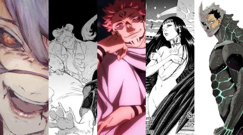 Episode 53: We Gotta Talk About Sexy Monsters 1 Sexy Monsters from (L to R): Tokyo Ghoul, MADK, Jujutsu Kaisen, Shigahime, and Kaiju No. 8