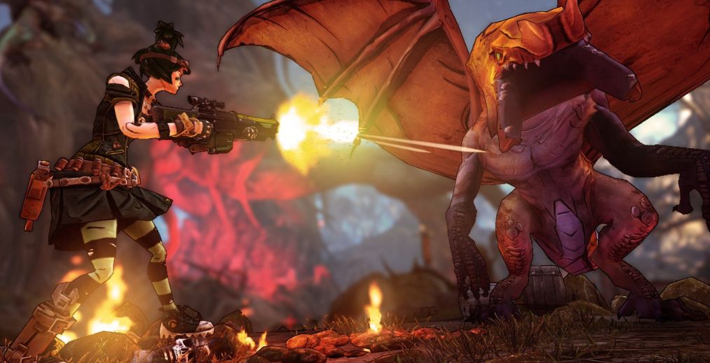 Borderlands 2 Gaige fighting dragonling