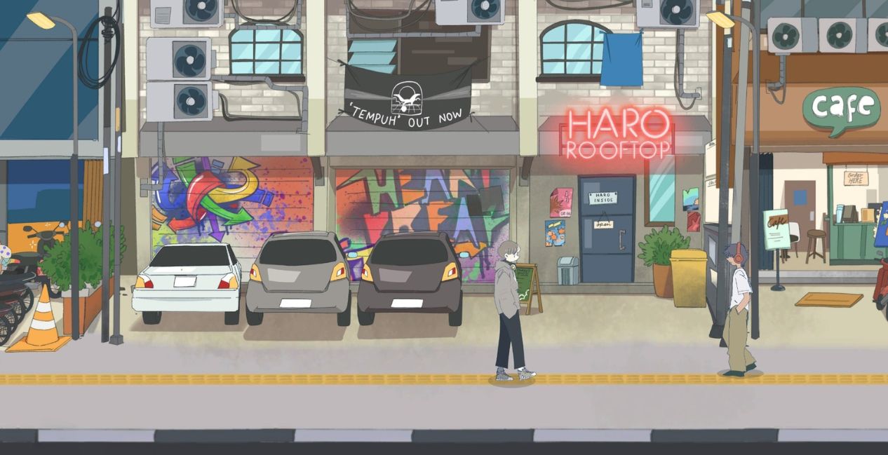 Gameplay from Afterlove EP shows the city of Jakarta