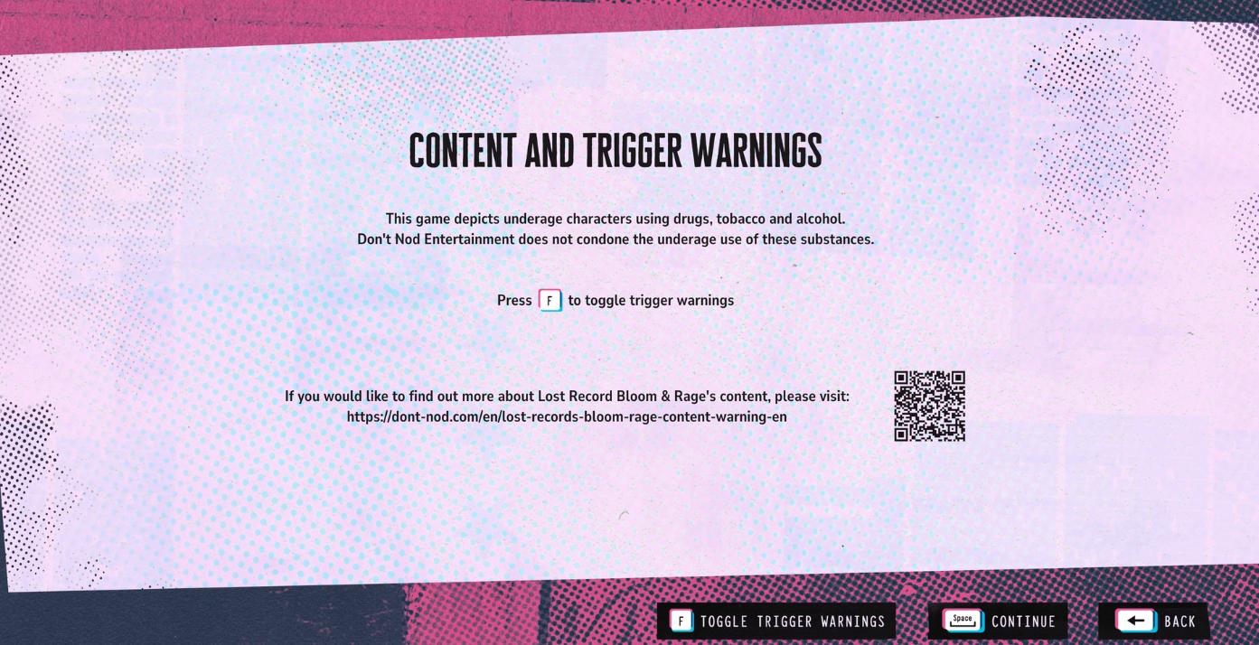 Expansive Trigger Warnings In 'Lost Records: Bloom & Rage' Still Miss The Point 1 Lost Records: Bloom & Rage Content and Trigger Warnings in-game screen