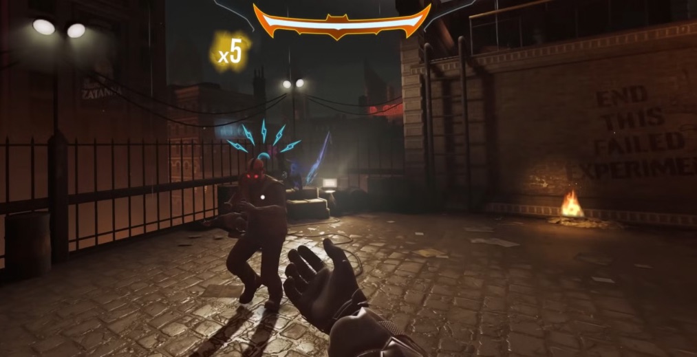 A combat still from Batman Arkham Shadow.