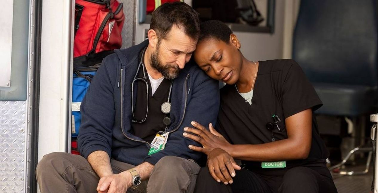 Noah Wyle and Tracy Ifeachor in The Pitt